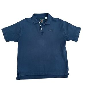 Orvis Polo Shirt Mens Short Sleeve Fishing Outdoors Stretch Collar Blue Large